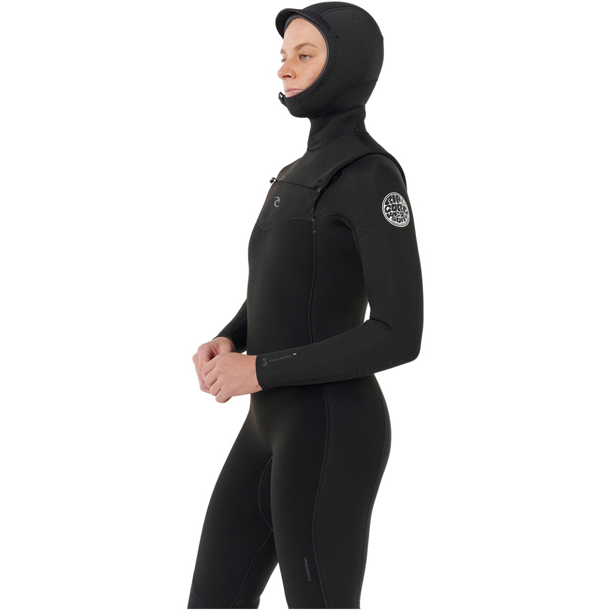 2026 Rip Curl Womens Dawn Patrol 5/4mm Hooded Chest Zip Wetsuit 15YWFS - Black